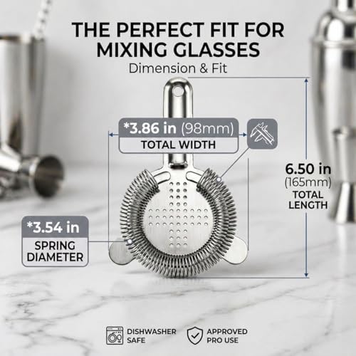 Barfroee Hawthorne Cocktail Strainer - Food-Grade Stainless Steel Bar Tool