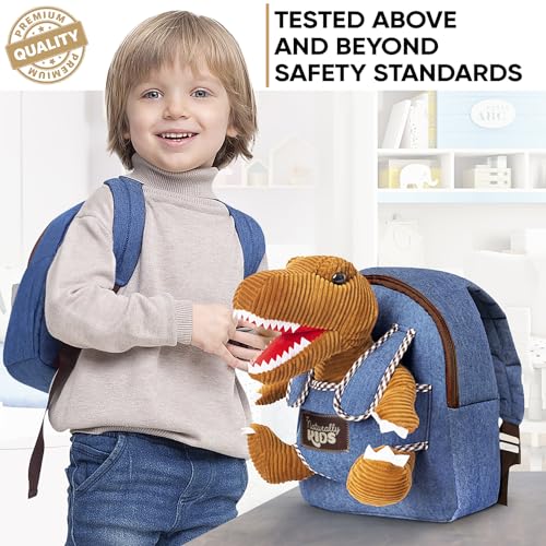 Naturally KIDS Toddler Backpack with Plush Dinosaur Toy - Small Dinosaur Variant for Ages 2-5