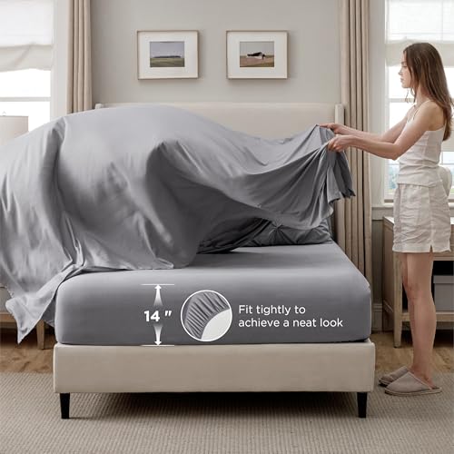 Bedsure King Size Comforter Set Grey - 7-Piece Bed in a Bag