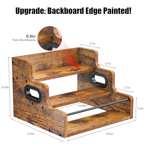 3-Tier Wooden Countertop Liquor Bottle Display Shelf & Bar Organizer