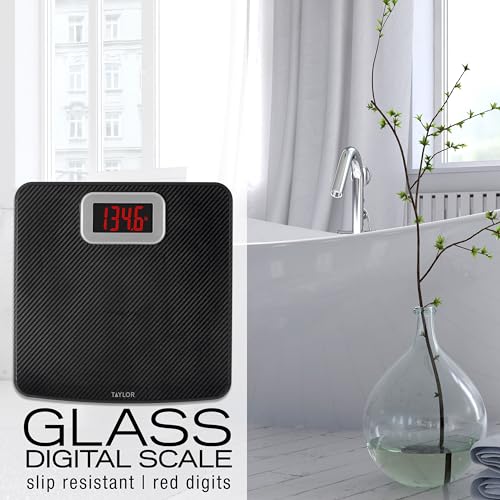 Digital Bathroom Scale, 440 lb Capacity, Carbon Fiber Anti-Slip Platform
