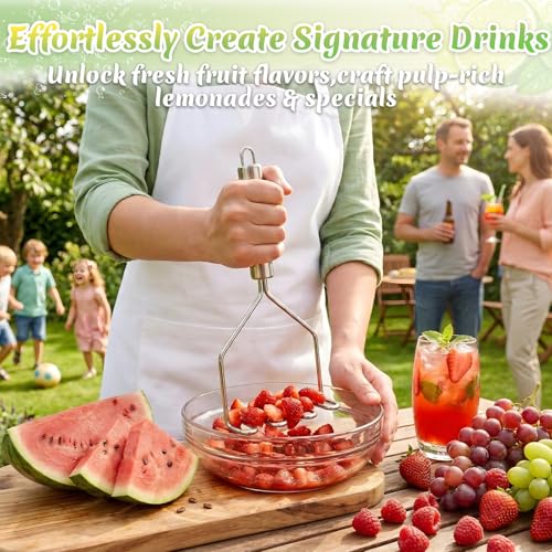 7-Piece Lemonade Stand Supplies Kit with Juicer, Straw Puncher & Fruit Muddler