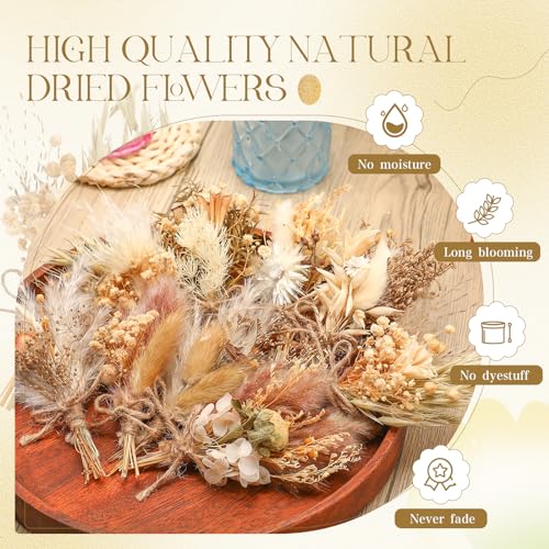 12 Pcs Mini Dried Flower Bouquets - Boho Rustic Decor for Weddings & Crafts