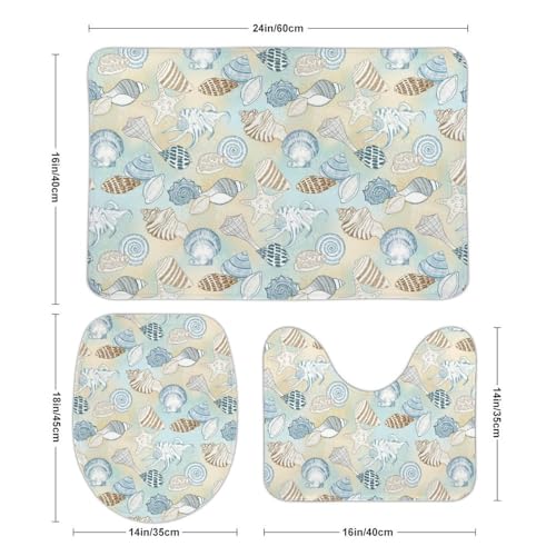 Coastal Seashells Pattern Decorative Carpet 15.7x23.6 Inch Non-Slip Rug