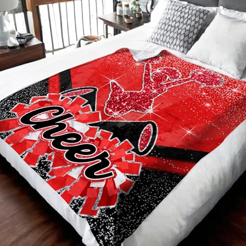 CUSTOMJOY Red 60x50 Inch Cheerleading Throw Blanket for Kids & Teens – Soft Flannel