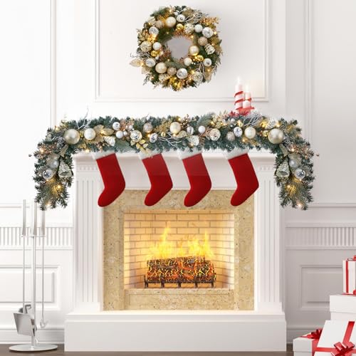 FairyLee 6ft Gold Battery-Operated Christmas Garland with 20 LED Lights & Timer