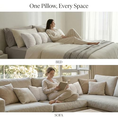 Segmented Body Pillow for Adults - 59 Inch Misty White Velvet
