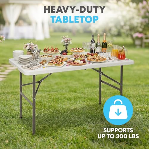 4ft Folding Utility Tables, 2-Pack Portable Indoor Outdoor Tables