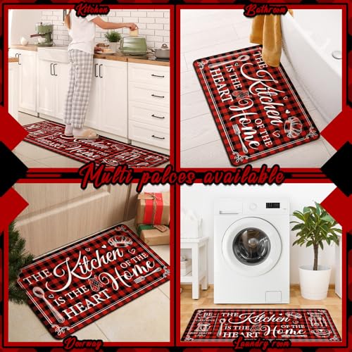 3-Piece Farmhouse Kitchen Rug Set, Non-Slip Red Mats for Floor & Home Decor