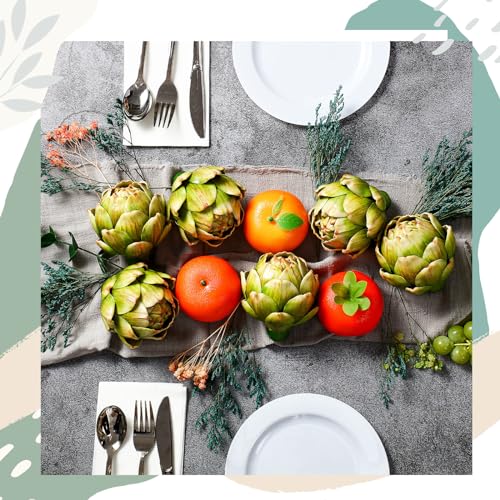 Large Green Faux Artichokes - 6 Pcs Decorative Bowl Fillers