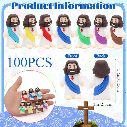 100 Pcs Mini Jesus Figurines Bulk Set for Religious Party Favors & Easter