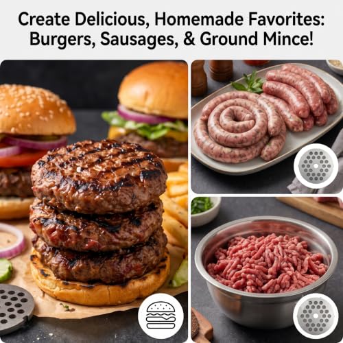 Stainless Steel Meat Grinder Attachment for Stand Mixers with Sausage Tubes