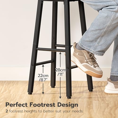 Industrial Counter Height Bar Stools Set of 2 - 24.8" Rustic Metal Chairs