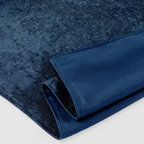 AMBERIS Soft Chenille Bed Runner - Dark Blue Modern Decorative Bed Scarf