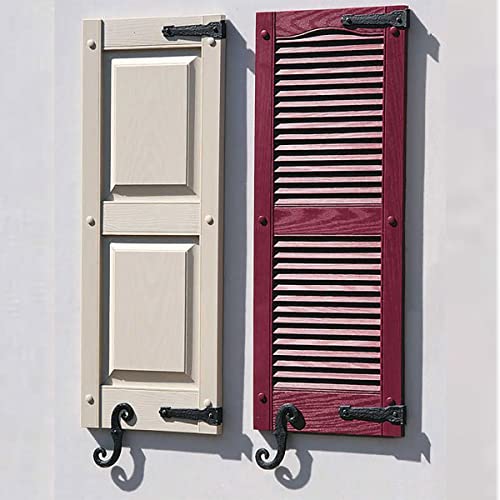 Ekena Millwork Black Vinyl Decorative Hinges with S-Hooks for Shutters