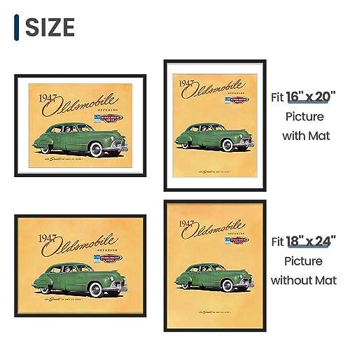 18x24 Poster Frames Set of 2 - Black Wall Gallery Picture Frame with Mat