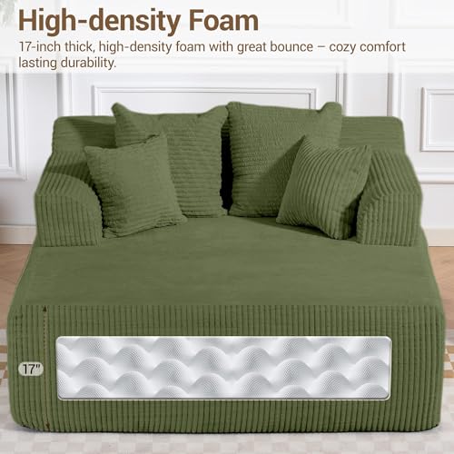 58-Inch Oversized Corduroy Chaise Lounge Chair with 4 Pillows