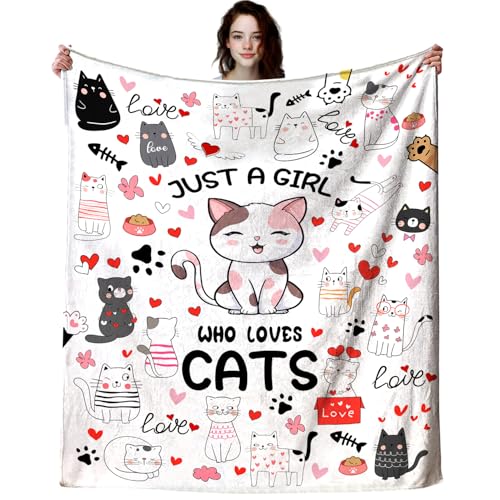 Cat Mom Blanket - 60x50 Inches, Soft Flannel Gift for Cat Lovers - Cats 1 Design