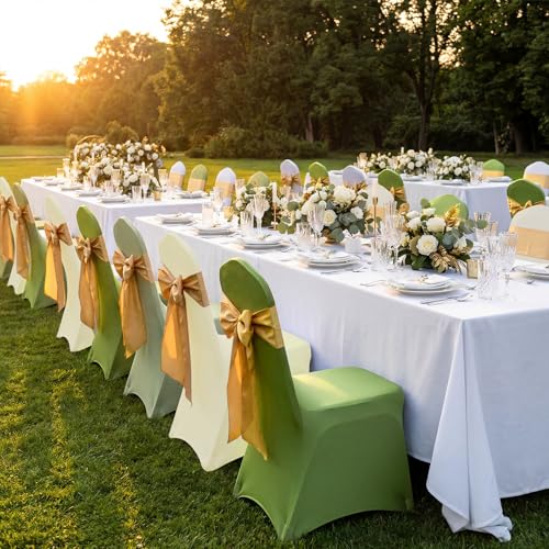12 Pcs Sage Green Folding Chair Covers - Stretchy, Washable, Durable
