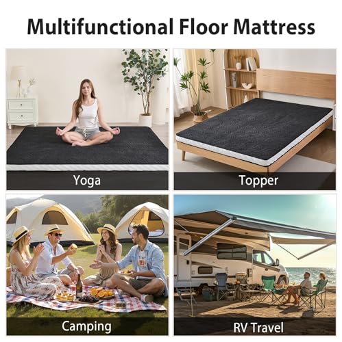 Portable Japanese Floor Mattress with Storage Bag and Non-Slip Bottom