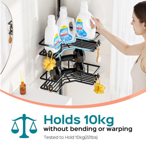 Adjustable Tension Pole Shower Caddy 4-Tier L-Shaped Corner Organizer