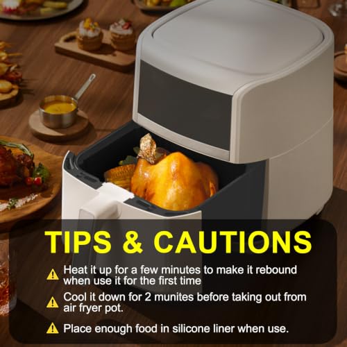 Square Silicone Air Fryer Liners - 7.1 Inch Reusable Non-Stick Basket Mat