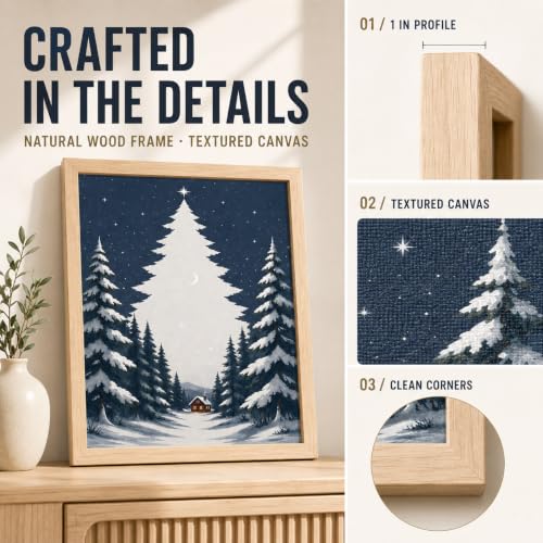 YPDQJW Blue Christmas Tree Wall Art 16x24 Framed Canvas