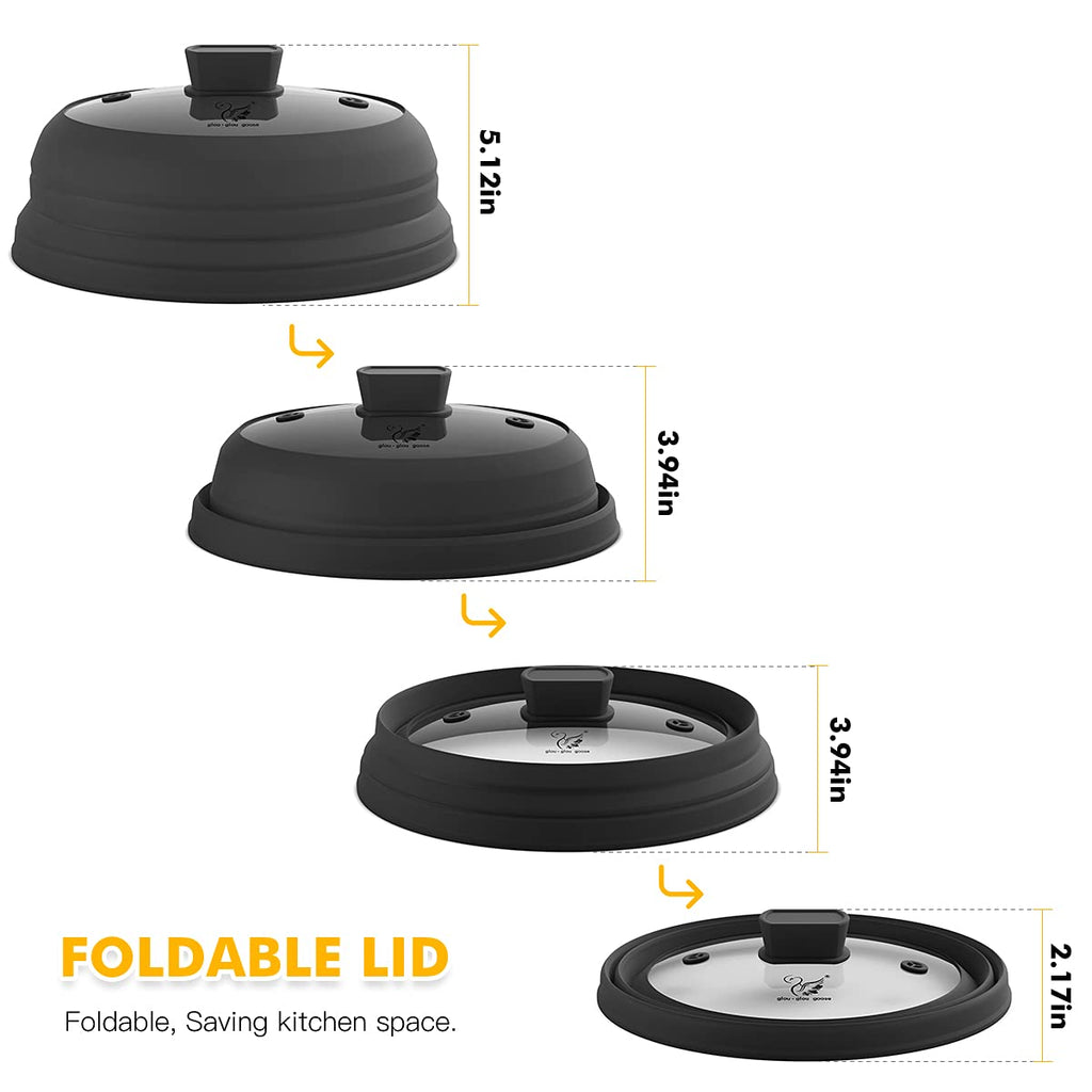 Microwave Splatter Cover And Tempered Strainer Lid with Heat Resistant Silicone
