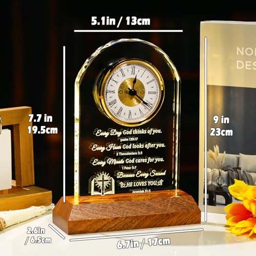 Arikyrist God Christian Glass Clock - Spiritual Gift for Women Men, Bible Verse Art