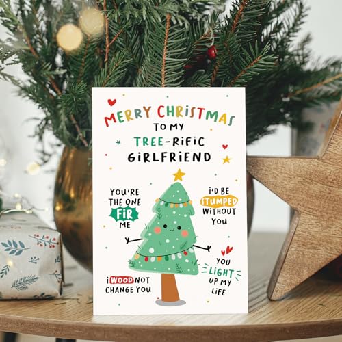Chenive Girlfriend Christmas Card - Cute Holiday Card with Tree Pun for Her