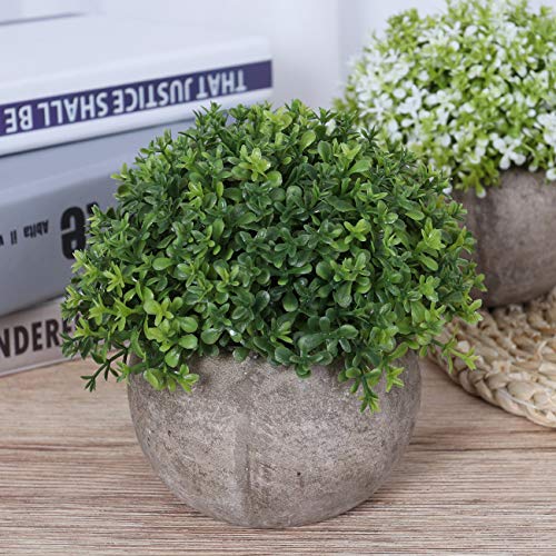 4.7-Inch Mini Artificial Potted Plant, Small Faux Topiary for Home Decor