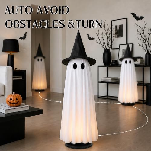 46.5" Lighted Animated Floating Ghost - Touch & Sound Activated Decor