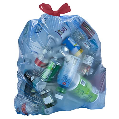 13 Gallon Blue Recycling Drawstring Trash Bags - Tall Kitchen, 60 Count