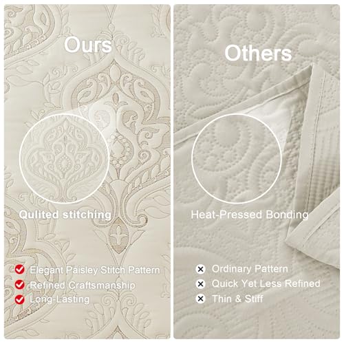 Oversized Twin Bedspread Set - 4-Piece Paisley Reversible Microfiber Coverlet