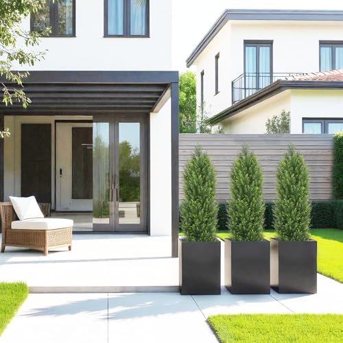 4ft Artificial Cedar Topiary Trees, UV Resistant Faux Cypress Set of 2