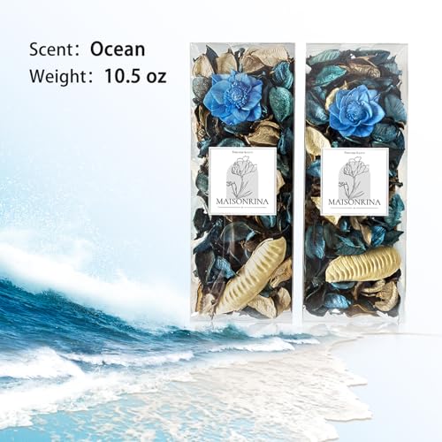 Ocean Scented Dried Flower Potpourri, Natural Botanical Bowl Filler, 10 oz
