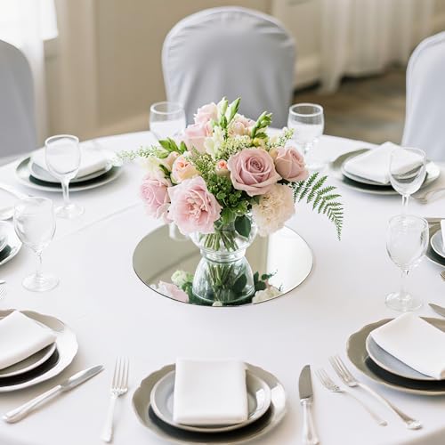 10-Inch Round Mirror Trays for Table Centerpieces, Set of 12
