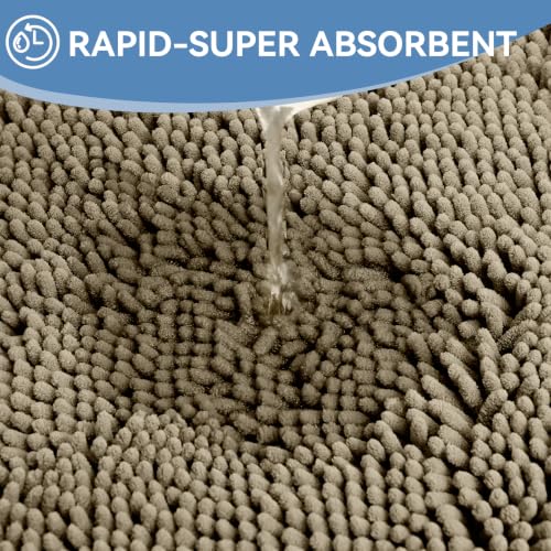 Bcoimo Small Chenille Bath Mat 24x17 Non-Slip Absorbent Bathroom Rug