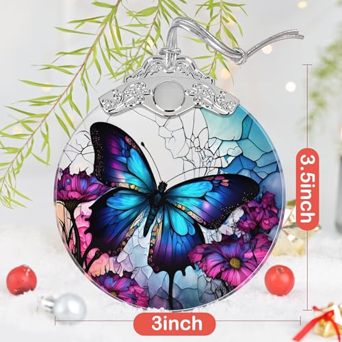 Touber Butterfly Stained Glass Ornament, 3x3.5 in – Christmas Tree Decor (Butterfly Variation)