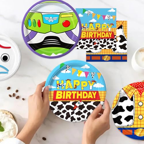 Cartoon Birthday Party Plates Napkins Set for 30 Guests - Toy Theme Decor