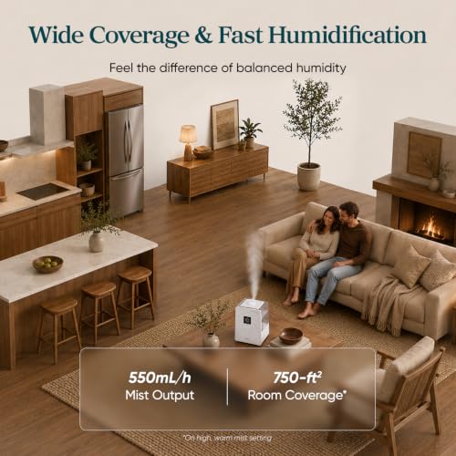 Smart Warm and Cool Mist Humidifier for Large Room 6L Top Fill
