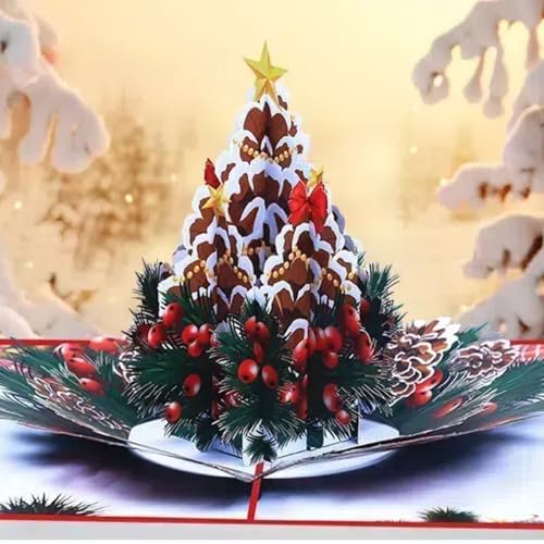 Steelhill Pinecones Card Pop Up Christmas Cards with Envelope – Merry Xmas Gift for Mom Wife Boyfriend (Pinecones Card)