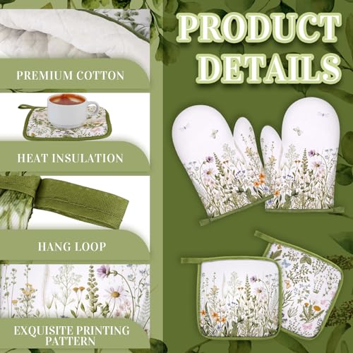 6-Piece Farmhouse Sunflower Kitchen Set: Oven Mitts, Pot Holders, Dish Towels