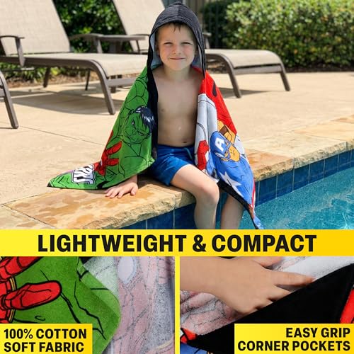 Marvel Avengers Kids Hooded Bath Towel - Soft Cotton Towel Poncho for Boys