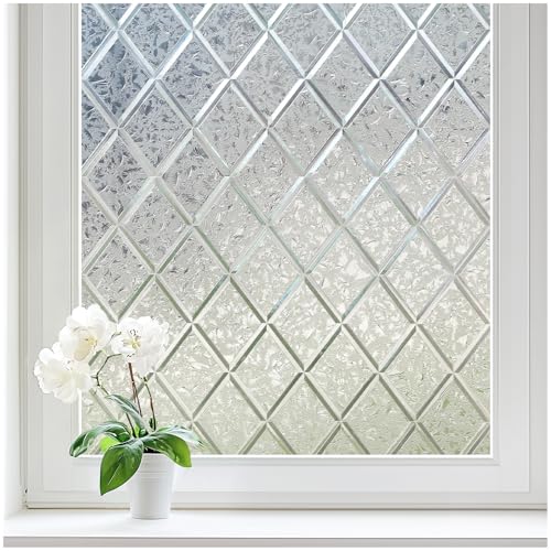 Decorative Frosted Window Privacy Film - Lattice Pattern, 17.5" x 78.7"