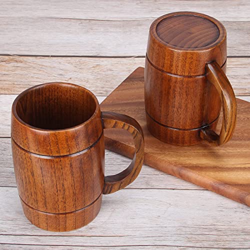 18oz Handmade Wooden Beer Stein Mug - Rustic Viking Tankard for Hot & Cold