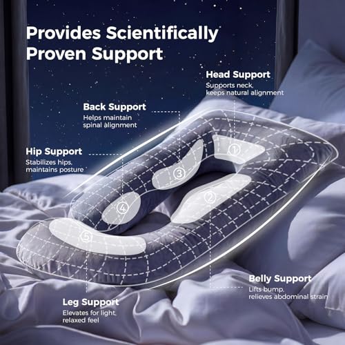 Momcozy U Shaped Pregnancy Pillow - 57 Inch Full Body Maternity Pillow