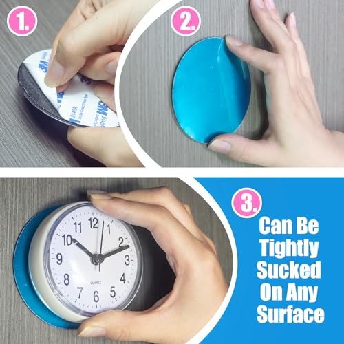 Waterproof Shower Clock with Suction Cup - Silent Battery Operated Wall Clock