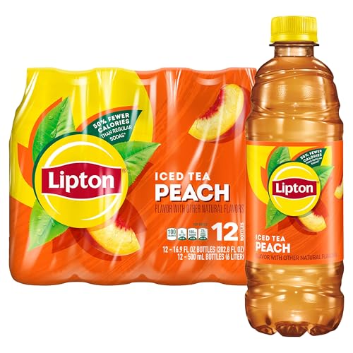 Peach Flavored Black Iced Tea Drink, 16.9 Fl Oz Bottles (12 Pack)