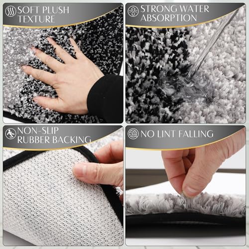 32-Piece Black Bathroom Accessory Set with Shower Curtain, Rugs & Trash Can
